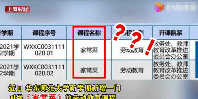 華東師范大學(xué)新開《做家常菜》課？網(wǎng)友：光看教學(xué)大綱就餓了！