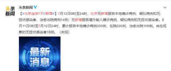 北京連續(xù)7天0新增 目前北京市確診患者情況如何