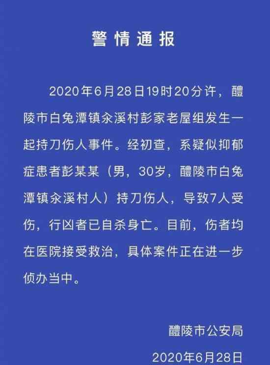 湖南一男子持刀傷7人后自殺 具體怎么回事