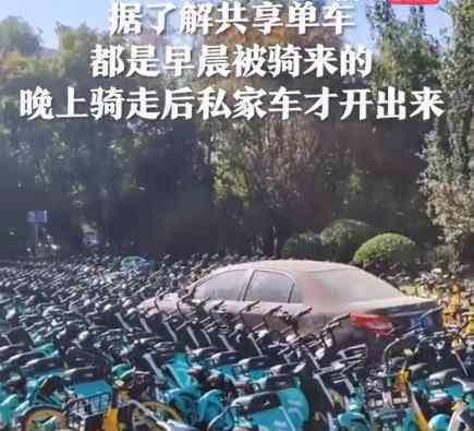 私家車被共享單車層層包圍 到底發(fā)生了什么