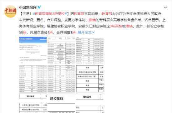 教育部撤銷3所高校 具體是哪三所還有其他調(diào)整嗎