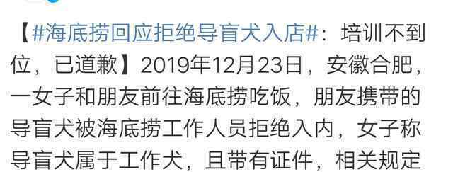 導(dǎo)盲犬進海底撈被拒 導(dǎo)盲犬進餐廳你會反感嗎