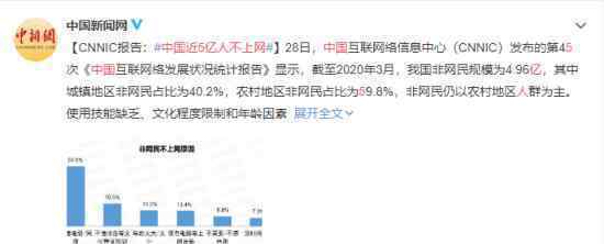 中國近5億人不上網(wǎng) 互聯(lián)網(wǎng)普及率達(dá)64.5%