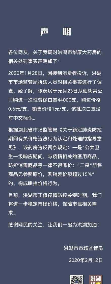 湖北洪湖一藥房被罰 卻遭網(wǎng)友不滿 這是為什么