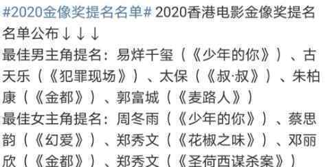 金像獎提名名單 金像獎有哪些獲得提名