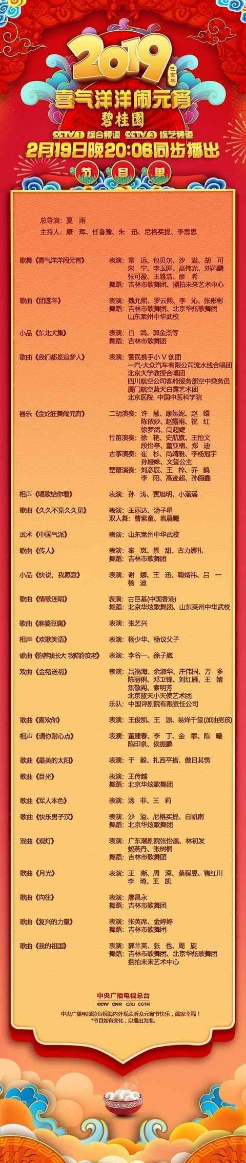 2019元宵晚會(huì) 2019央視元宵晚會(huì)直播時(shí)間：2019央視元宵晚會(huì)直播節(jié)目單