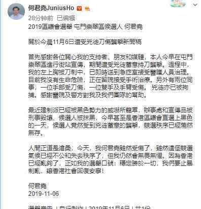 警方拘捕襲擊何君堯涉案者 他長什么樣子