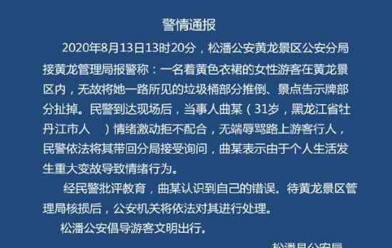 警方通報女游客無故推倒景區(qū)設施 具體是怎么回事