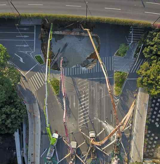 廣州地陷3人被困 1100多人投入救援