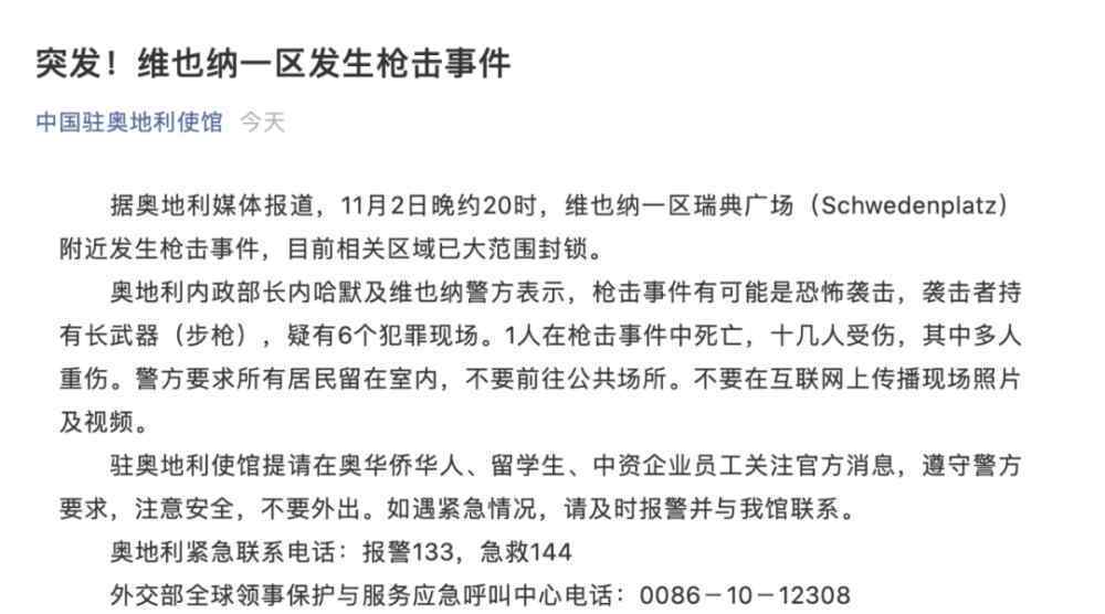 圣戰(zhàn)分子宣布為維也納襲擊負責 事情的詳情始末是怎么樣了！