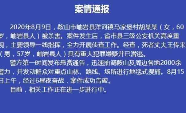 鞍山60歲女子被殺案告破 還原事件詳情始末