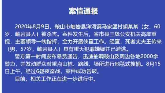 遼寧鞍山殺妻案告破 嫌疑人殺妻具體過程披露