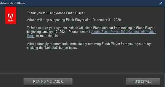 Windows10將永久刪除FlashPlayer Flash Player將在2020年12月不再支持