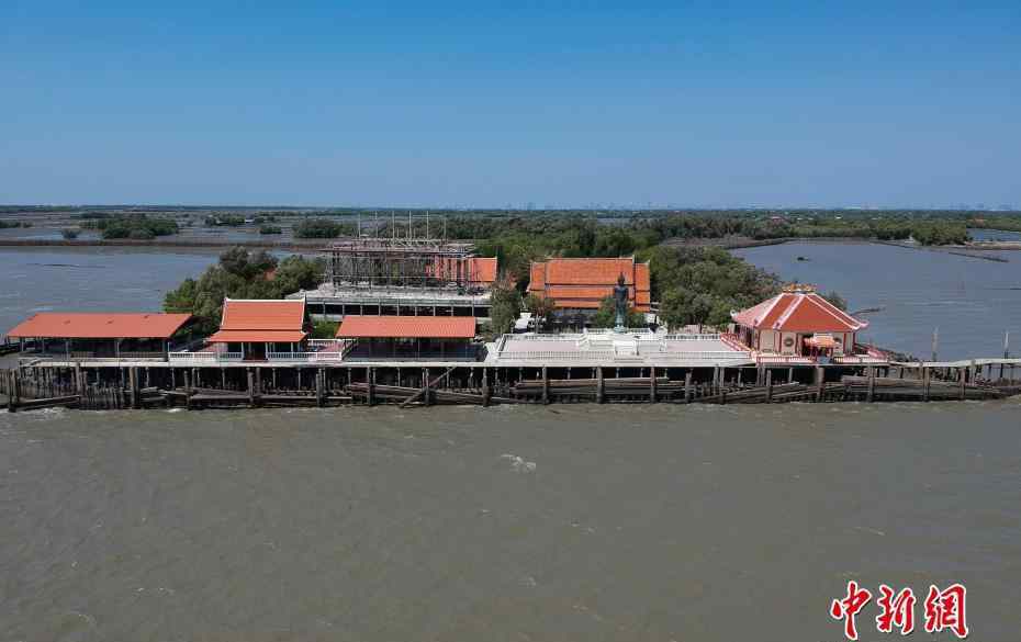 泰國“漂浮寺廟” 海平面上升寺廟成孤島