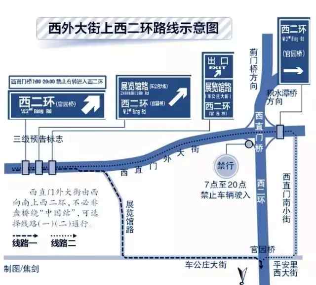 北京西直門立交橋 繞暈無數(shù)司機(jī)的西直門立交橋，終于改造了指示牌