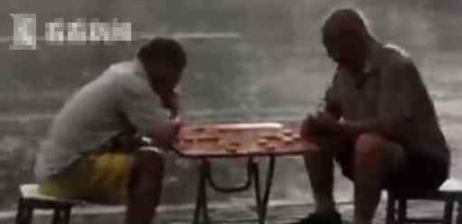 倆大爺暴雨中下棋 為什么不離開？