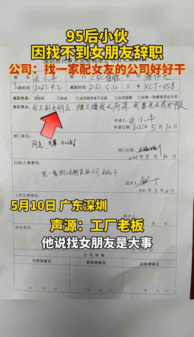 95后小伙因找不到女朋友辭職 公司：找個配女朋友的公司好好干 究竟發(fā)生了什么?